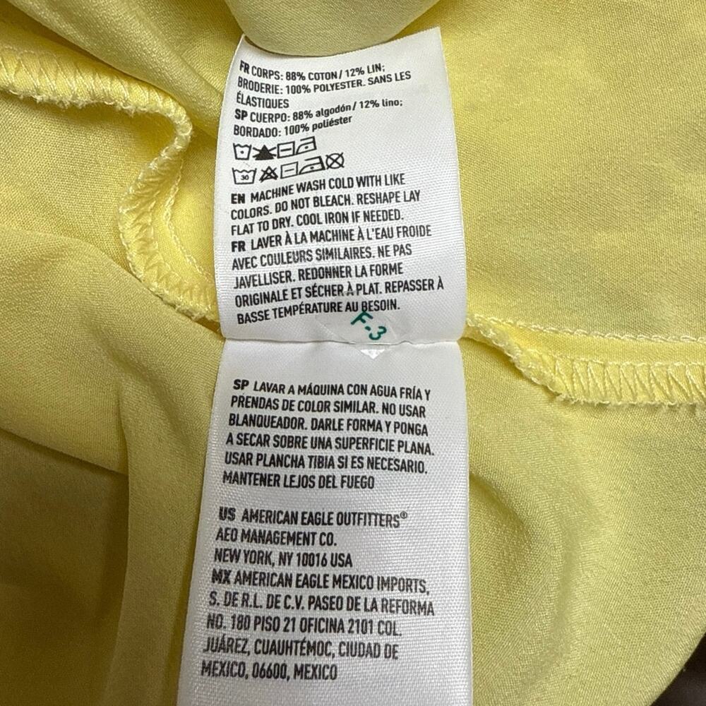 American Eagle Garden Party Wrap Dress Size Small Tiered Yellow Floral Cottage - Picture 7 of 8